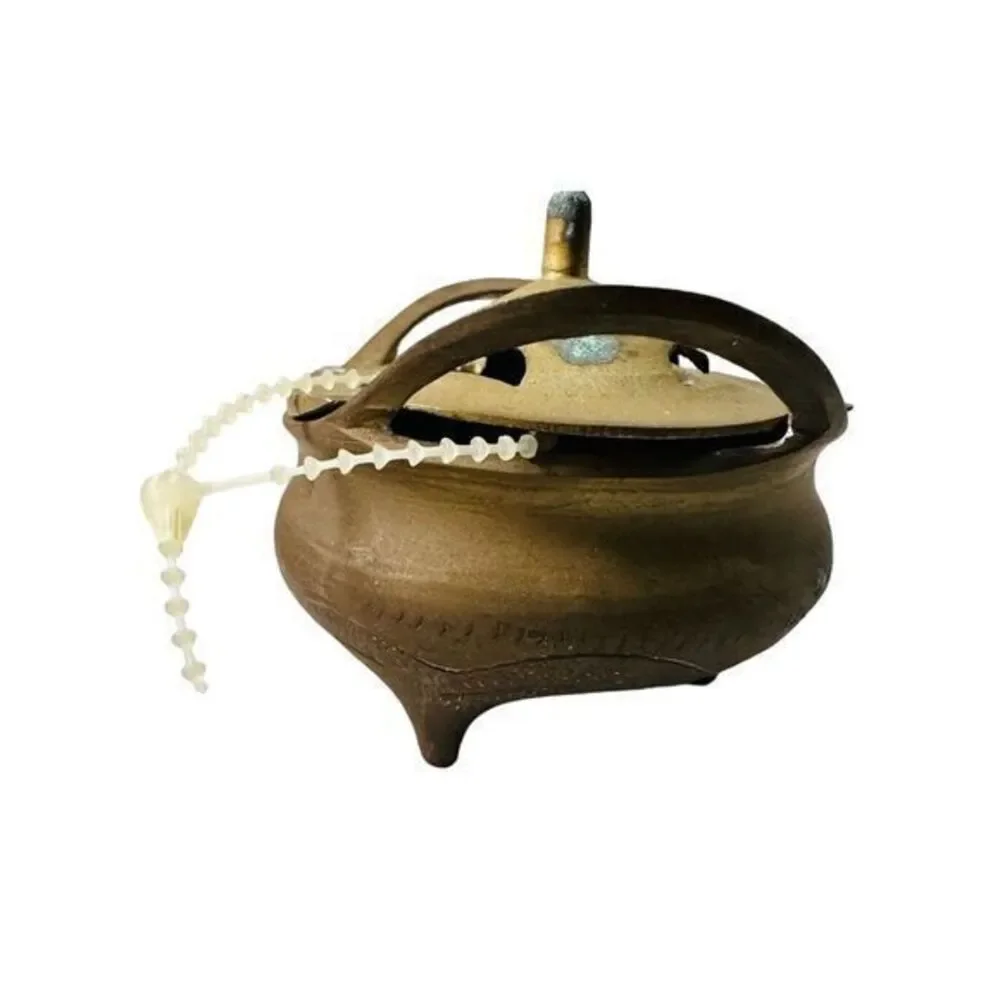 Chinese Signed Solid Brass Metal Stamped China Three‎ Legged Incense Censer Bowl